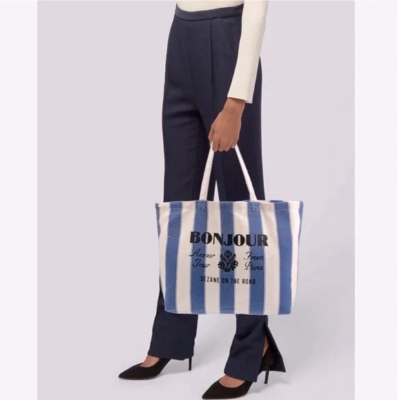 SÉZANE • Blue Striped BonJour Shopper Tote Bag - Picture 5 of 6